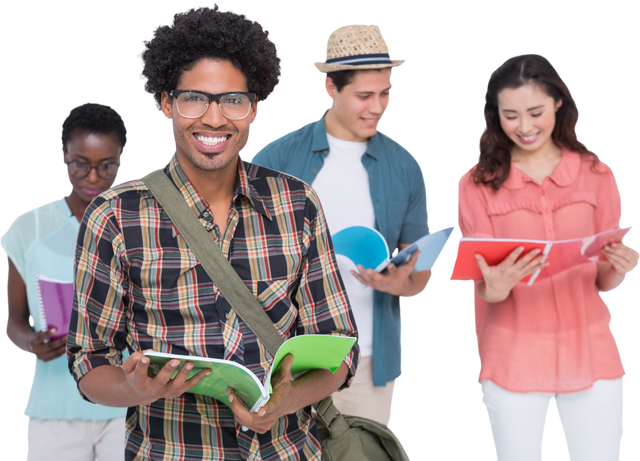 Transparent group of stylish students smiling with books - Download Free Stock Videos Pikwizard.com