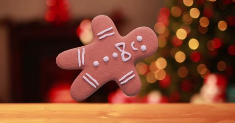 Festive Christmas Gingerbread Cookie with Holiday Lights - Download Free Stock Images Pikwizard.com