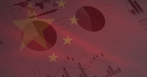 China Flag Over Financial Data and Statistics - Download Free Stock Images Pikwizard.com