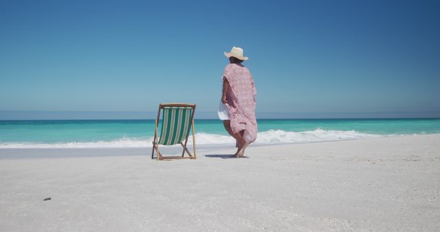 Woman Relaxing on Beach at Tropical Seaside - Download Free Stock Images Pikwizard.com