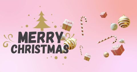 Stylish Christmas Greeting with Floating Decorations - Download Free Stock Images Pikwizard.com