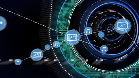 Futuristic Digital Network Connection Interface