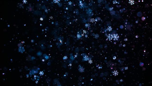 Luminous Snowflakes with Etheric Glow in Cosmic Dark Bokeh Field