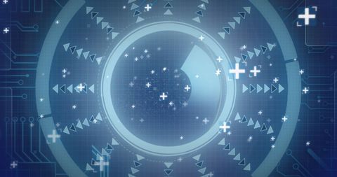 Futuristic Computer System Scanning Data with Symbols - Download Free Stock Images Pikwizard.com