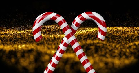 Candy Canes on Shimmering Golden Glitter Background - Download Free Stock Images Pikwizard.com
