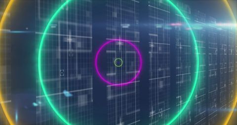 Neon Circles on Data Processing Background - Download Free Stock Images Pikwizard.com