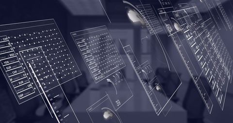 Digital financial data holograms in modern office
