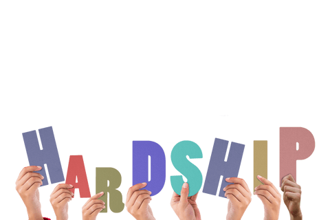 Transparent Human Hands Displaying Colorful Word Hardship - Download Free Stock Videos Pikwizard.com