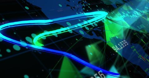 Digital connections and data flow with vibrant lines and graphs