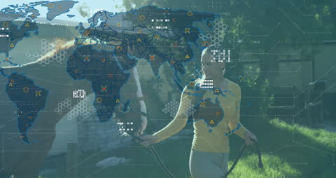 Global Data Interface with Woman and Horse