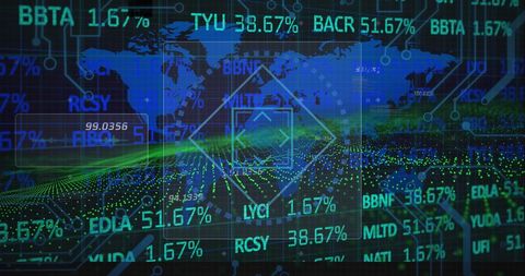 Stock Market Data and World Map Overview with Digital Green Wave - Download Free Stock Images Pikwizard.com