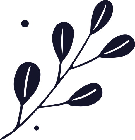 Minimalist botanical branch icon on transparent background