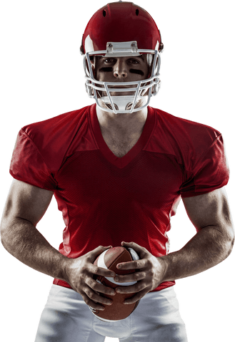 Transparent American Football Player with Ball Clad in Red Jersey