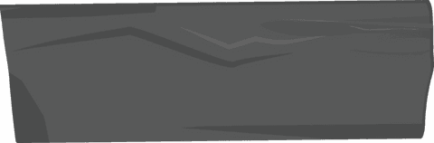 Abstract dark gray industrial slab with v-shaped indentations transparent background