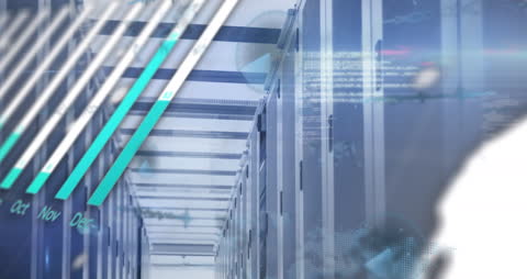 Digital Data Visualization in Modern Server Room Concept