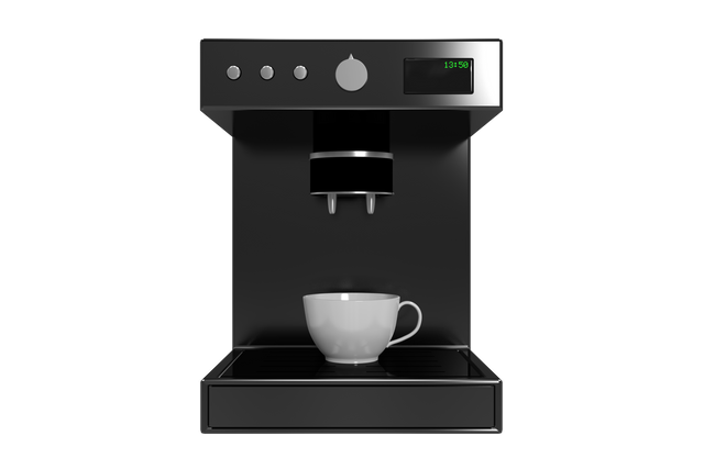 Modern Black Coffee Maker Machine with Digital Display on Transparent Background - Download Free Stock Videos Pikwizard.com