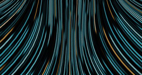 Hypnotic motion of blue and yellow light trails on loop