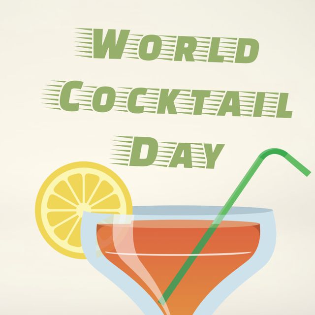 Vibrant Cartoon Cocktail Design for World Cocktail Day Celebrations - Download Free Stock Templates Pikwizard.com