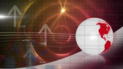 Globe with Financial Data and Dynamic Growth Indicators