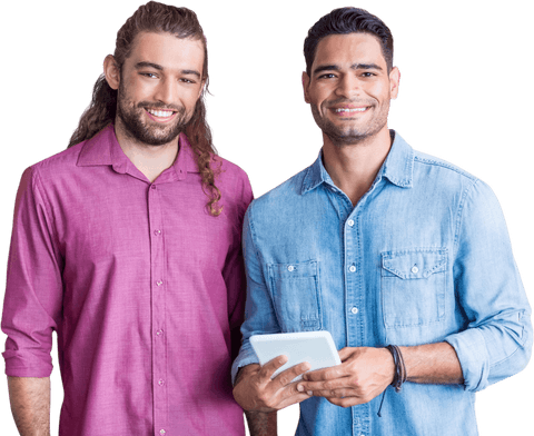 two professionals smiling with tablet on transparent background - Download Free Stock Videos Pikwizard.com