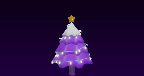 Futuristic Purple Christmas Tree with Lights and Star
