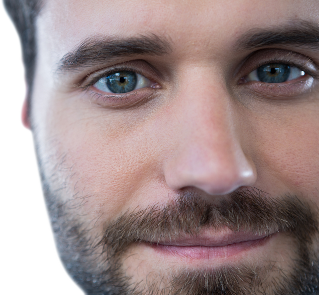 Close-Up of Man with Blue Eyes and Transparent Background - Download Free Stock Videos Pikwizard.com