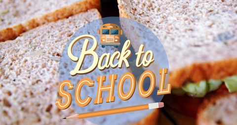 Back to school concept with whole wheat sandwiches