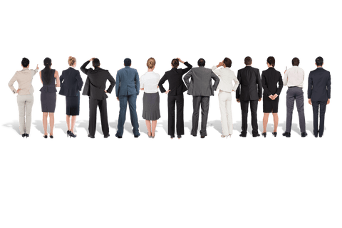 Transparent Background Business Team Facing Forward Together