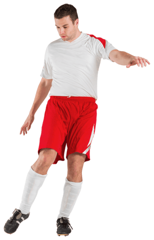 Transparent Soccer Player in Red and White Uniform Kicking Ball - Download Free Stock Videos Pikwizard.com