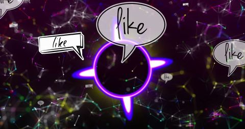 Abstract Digital Network with Like Symbols on Dark Background