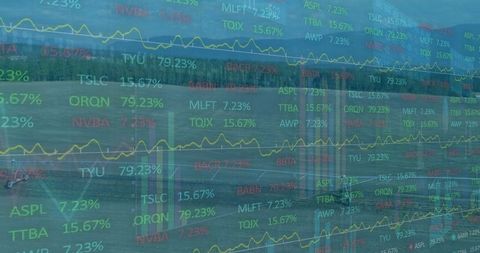 Financial Analytics Tech Overlay on Rural Landscape