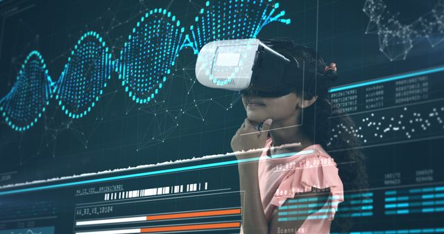 Young Girl Exploring Digital Data with Virtual Reality - Download Free Stock Images Pikwizard.com