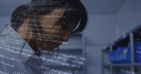 Data Overlaid on Laboratory Scientist Analyzing Results