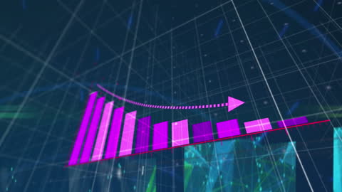 Digital Data Processing Animation with Pink Arrow Chart