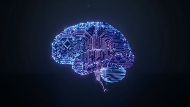 Glowing Neon Circuit Board Brain Visualizing Digital Thought