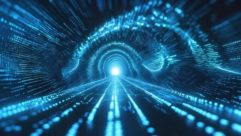 Futuristic Neon Data Tunnel Leading to Light Horizon - Download Free Stock Images Pikwizard.com