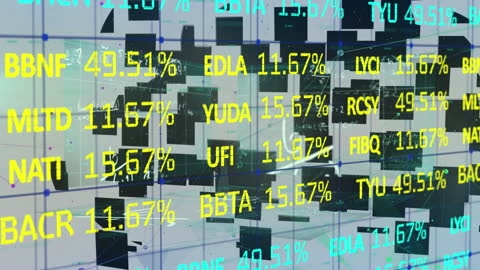 Digital Stock Market Data Display With Animated Graphics