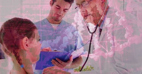 Senior Pediatrician Using Stethoscope to Check Child's Health