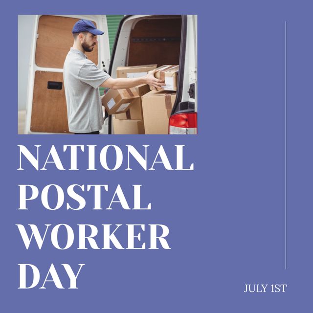 National Postal Worker Day Tribute with Delivery Man Handling Packages - Download Free Stock Templates Pikwizard.com