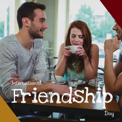 friends celebrating international friendship day in cozy café - Download Free Stock Templates Pikwizard.com
