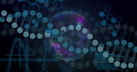 Digital DNA Strand with Globe for AI Technology Concept - Download Free Stock Images Pikwizard.com
