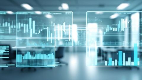 Futuristic Data Dashboards in Open Plan Office with Digital Overlays - Download Free Stock Images Pikwizard.com