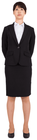 Asian Business Woman Standing Confidently on Transparent Background