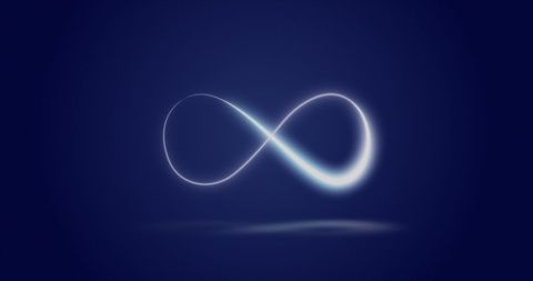 Glowing Infinity Symbol on Dark Navy Background