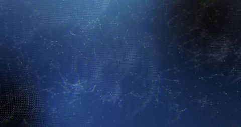Glowing Blue Digital Network Point Cloud Linking Nodes with Thin Lines and Mesh Background