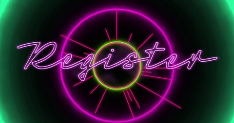 Vibrant Neon Register Sign with Cyber Glow - Download Free Stock Images Pikwizard.com