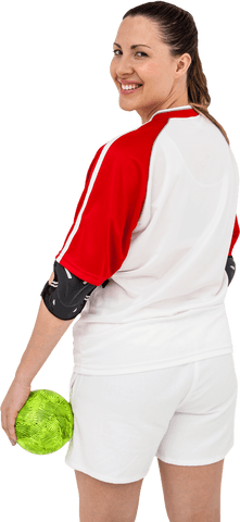 transparent smiling sportswoman holding green ball from back view - Download Free Stock Videos Pikwizard.com