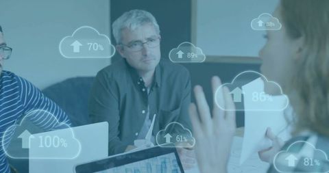 Diverse Business Team with Digital Growth Concepts in Office Meeting