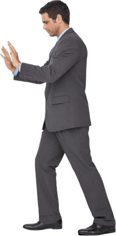 transparent businessman pushing invisible wall in suit - Download Free Stock Videos Pikwizard.com
