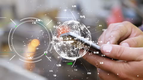 Person Using Smartphone with Digital Connections Visual